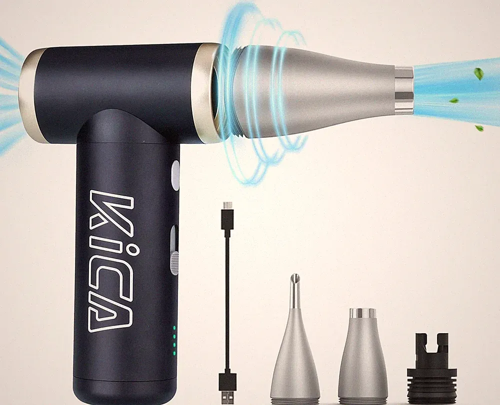 High-Speed Jet Fan 2S Cordless Air Duster for PC & Car Detailing (Black)